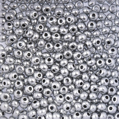 6/0 Preciosa Czech Seed Beads Opaque Metallic Silver Matte, 22g Vial