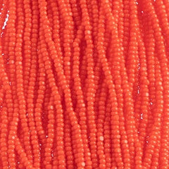 11/0 Charlotte Cut Preciosa Beads Opaque Light Red Strung