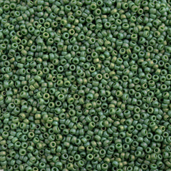 15/0 Miyuki Seed Beads Frosted Glazed/Rainbow Green Pine Matte AB #4699V