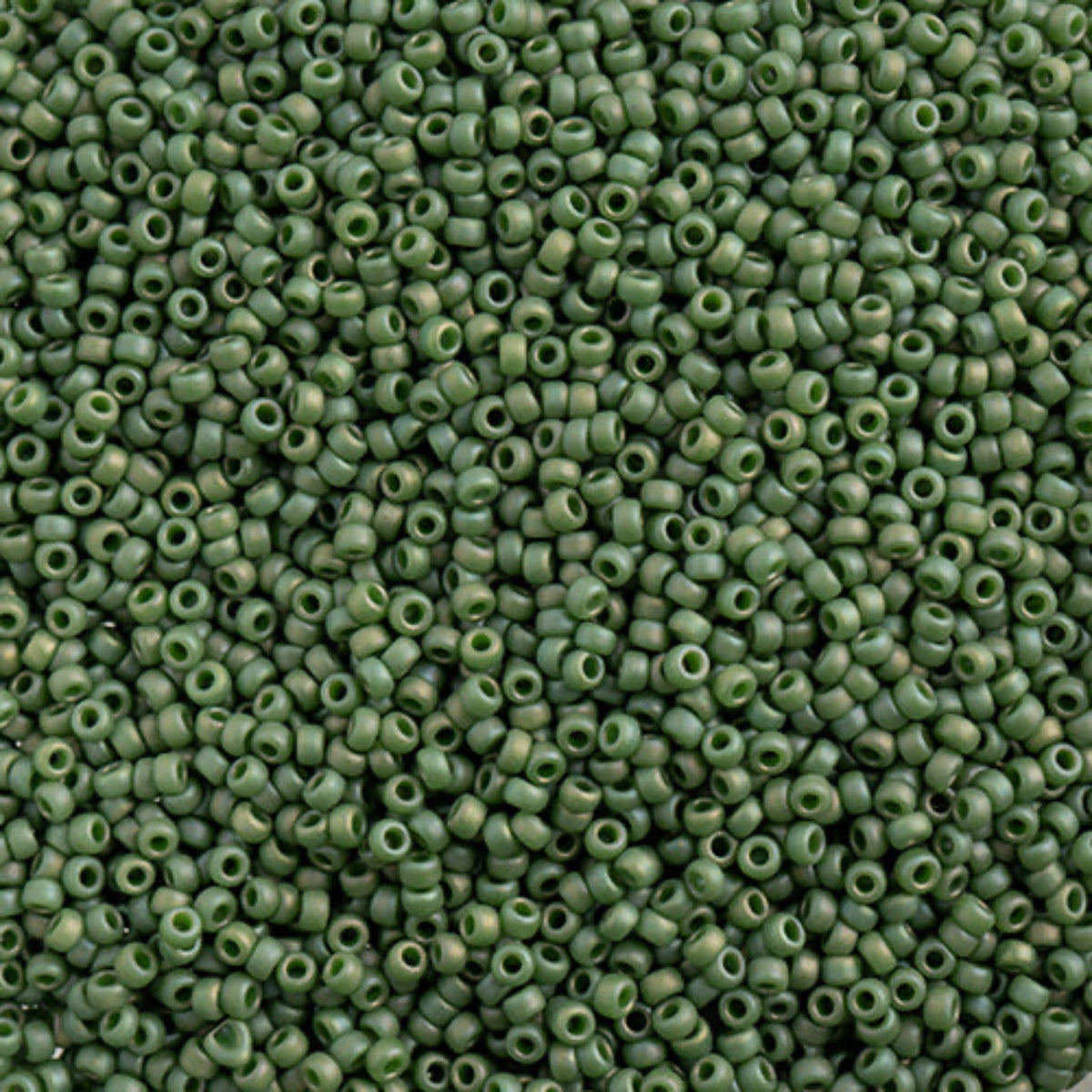 15/0 Miyuki Seed Beads Frosted Glazed/Rainbow Green Emerald Matte AB #4700