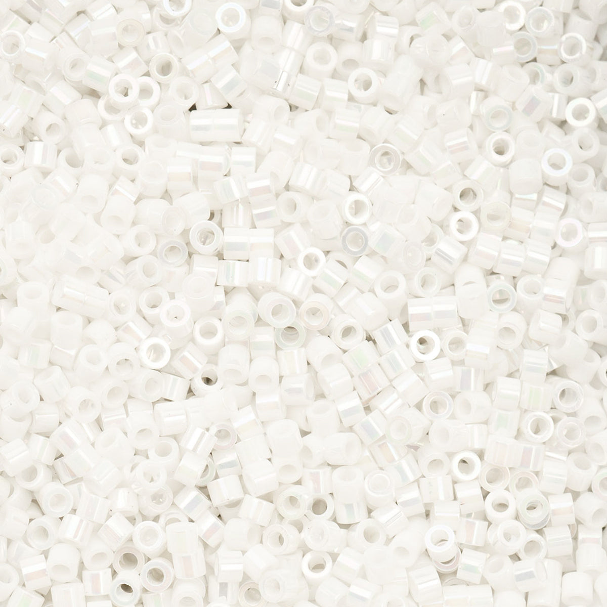 Cylin Beads by John Bead – Opaque White Pearl AB – 25g Bag