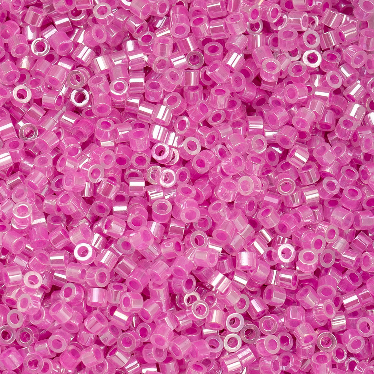 Cylin Beads by John Bead – Opaque Crystal Fuchsia Lined Ceylon – 25g Bag