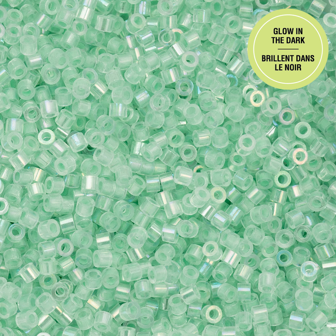 Cylin Beads by John Bead – Glow in the Dark AB - Green – 25g Bag