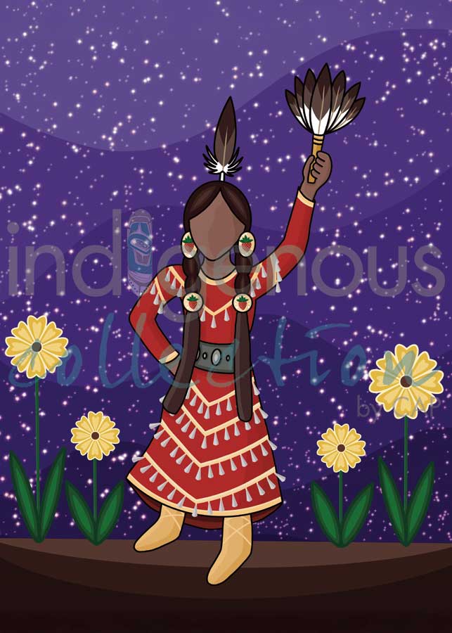 Jingle Dancers – Matted Art Card by Marissa Indoe (Anishinaabe Artist)