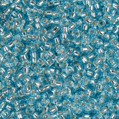 15/0 Miyuki Seed Bead Aqua Silver Lined #0018