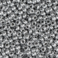 6/0 Preciosa Czech Seed Beads Opaque Metallic Silver, 22g Vial