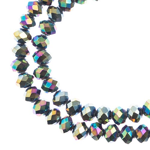 Crystal Lane Rondelle 2 Strand 7in (apx78pcs) 4x6mm Multi Colour Iris