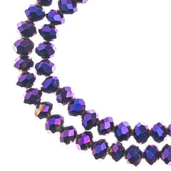 Crystal Lane Rondelle 2 Strand 7in (apx78pcs) 4x6mm Opaque Purple Iris