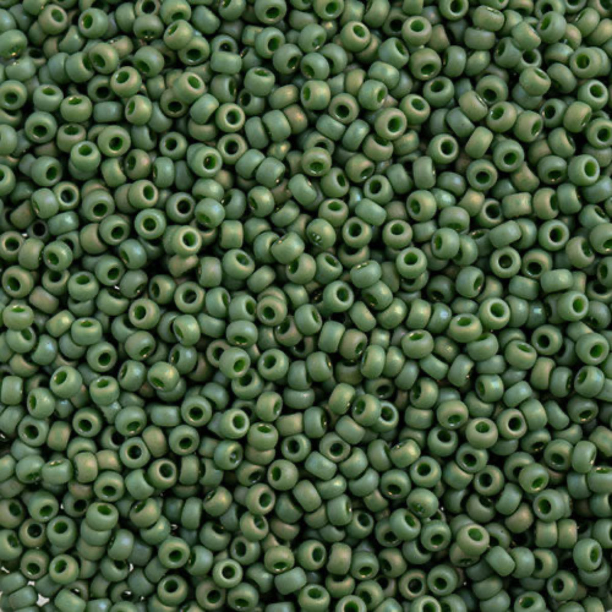 11/0 Miyuki Seed Beads Frosted Glazed/Rainbow Green Emerald Matte AB #4700