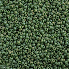 11/0 Miyuki Seed Beads Frosted Glazed/Rainbow Green Emerald Matte AB #4700