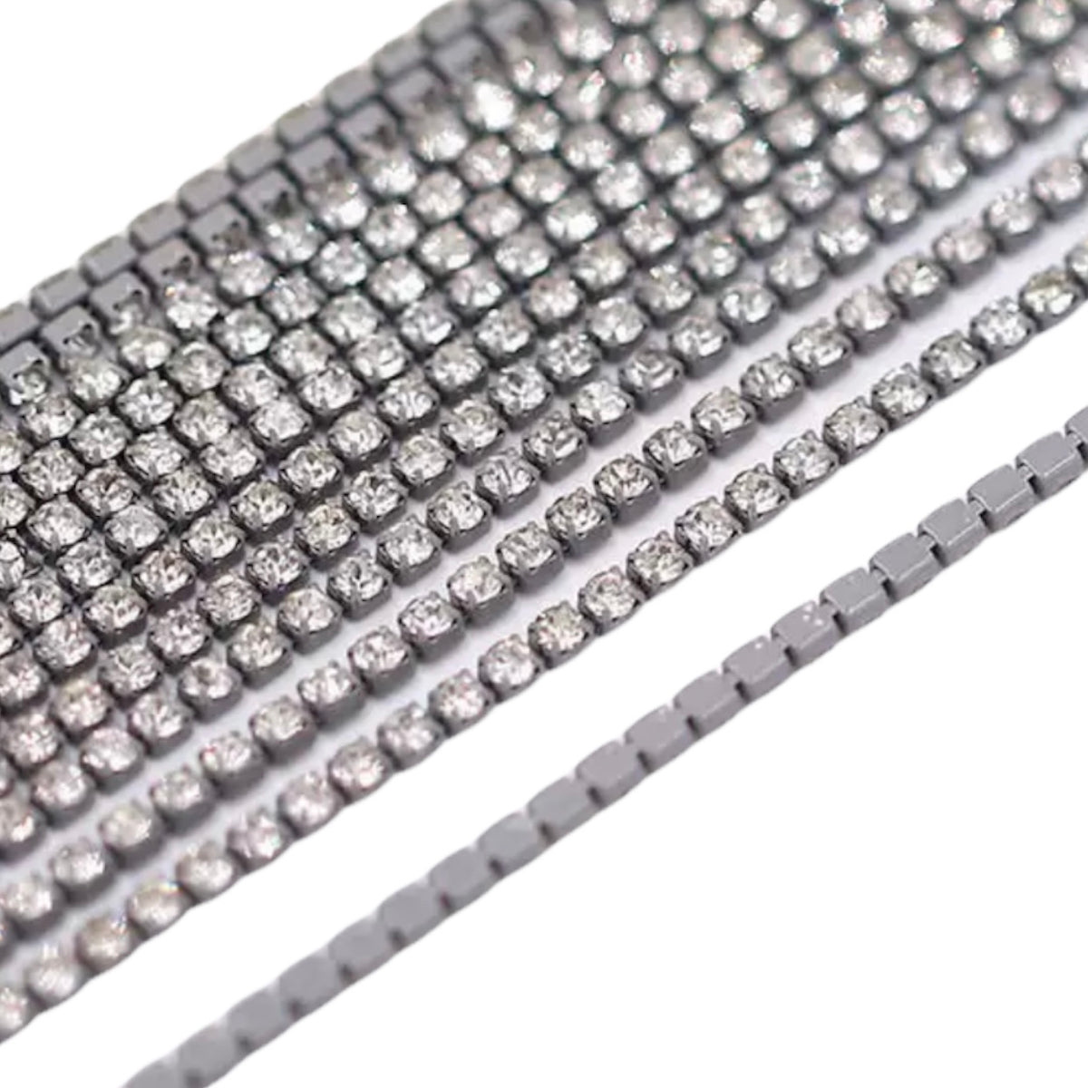 1 Yard SS6 Crystal Grey Metal Chain Rhinestone Chain Banding