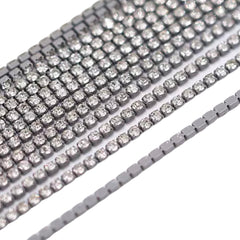 1 Yard SS6 Crystal Grey Metal Chain Rhinestone Chain Banding