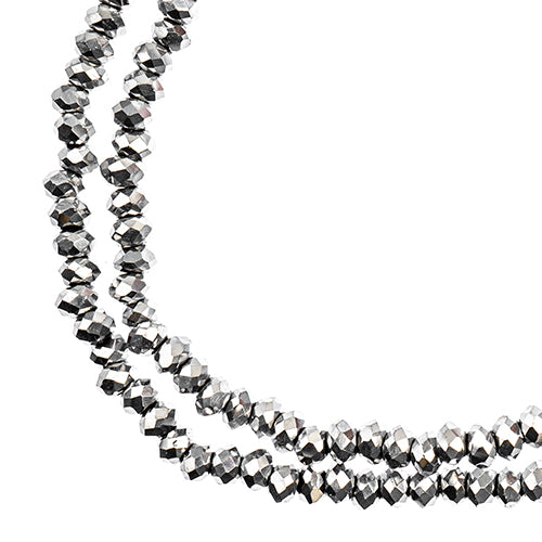 Crystal Lane Rondelle 2 Strand 7in (apx246pcs) 1.5x2.5mm Opaque Silver Iris