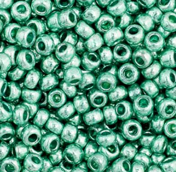 11/0 Preciosa Seed Beads Metallic Green #35021