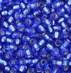 11/0 Preciosa Seed Beads Silver Lined Dark Blue #34979