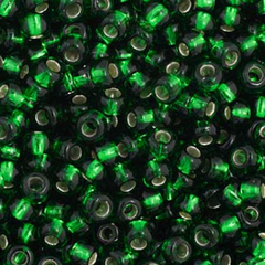 11/0 Preciosa Seed Beads Silver Lined Medium Green #34972