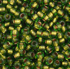 11/0 Preciosa Seed Beads Transparent Green Copper Lined #35077