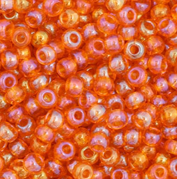 11/0 Preciosa Seed Beads Transparent Orange AB #34949