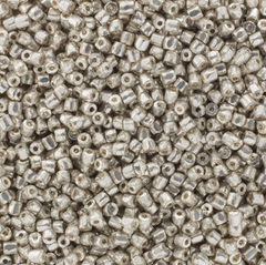 3-Cut 9/0 Czech Seed Beads Opaque Silver Terra Metallic Dyed, 13g Vial