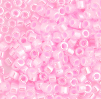 Delica 11/0 RD #0244 Light Crystal Pink Ceylon Lined-Dyed 5.2g Vial