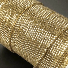 1 Yard SS6 Gold Gold Metal Chain Rhinestone Banding