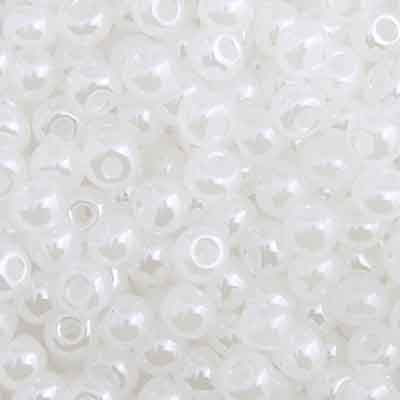 6/0 Preciosa Czech Seed Beads Opaque Pearl White, 22g Vial