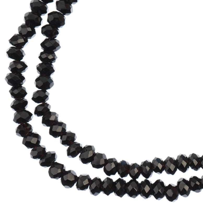 Crystal Lane Rondelle 2 Strand 7in (apx246pcs) 1.5x2.5mm Opaque Black
