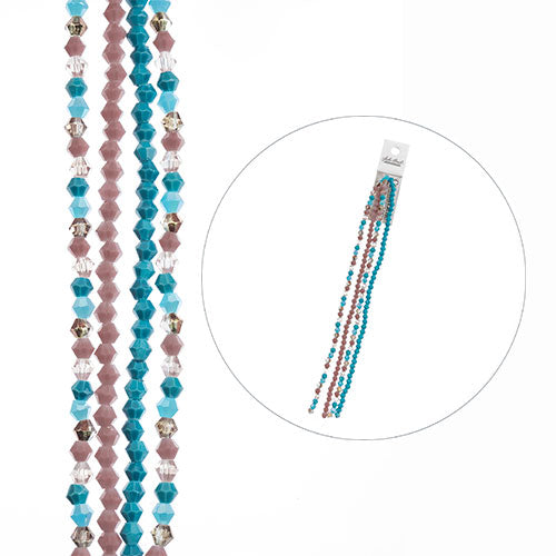 Crystal Lane Bicone 4 Strand 7in (apx190pcs) 4mm Purple & Blue Mix