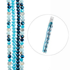 Crystal Lane Rondelle 4 Strand 7in (apx153pcs) 4x6mm Blue Mix