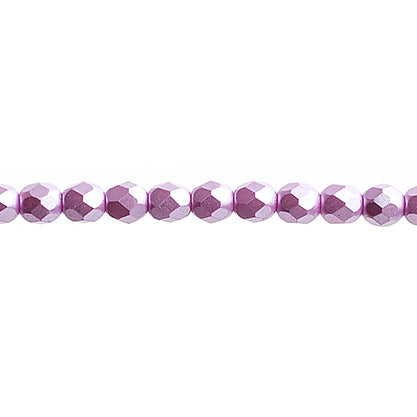 Fire-Polished Beads – 4mm Pearl Pastel Lilac (Approx. 45pcs Strand)