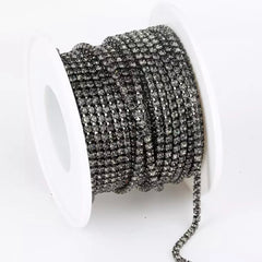 1 Yard SS6 Diamond Black Crystal Colourful Metal Chain Rhinestone Banding