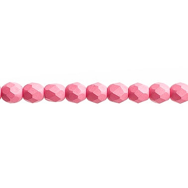 Czech Fire Polished Beads Strung 4mm Silk Matte Melon 45pcs