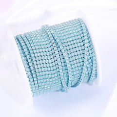 1 Yard SS6 Opal Colour Blue Metal Chain Rhinestone Banding