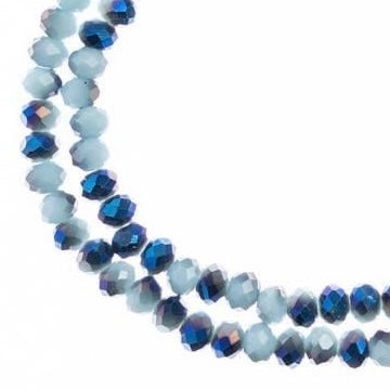 Crystal Lane Rondelle 2 Strand 7in (apx110pcs) 3x4mm Opaque Light Blue W/Blue Iris