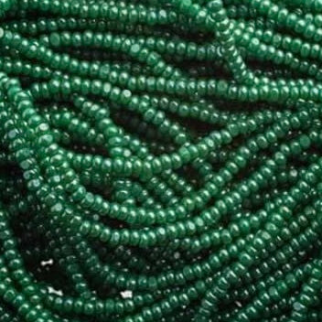 13/0 Charlotte Cut Preciosa (Czech) Bead Opaque Green Luster Strung