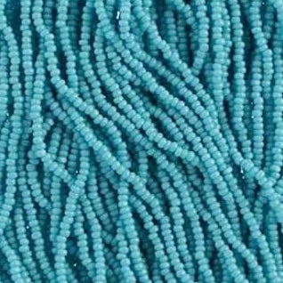 13/0 Charlotte Cut Preciosa (Czech) Bead Opaque Turquoise Blue Strung