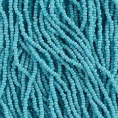 13/0 Charlotte Cut Preciosa (Czech) Bead Opaque Turquoise Blue Strung