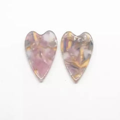 23*39mm Violet Mix Acrylic Hearts, One Hole Sew On, Acrylic Gem,