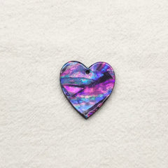 28×30 mm Purple/Black Heart Abalone Shell Shape, One-Hole Sew-On Shell on Acrylic Gem (Sold in Pairs)