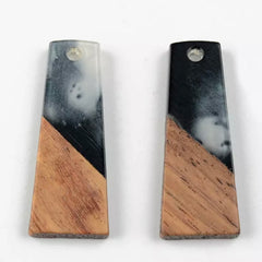 11*30mm Black/Clear Acrylic/Wood Trapezoid, On Hole , Acrylic Gem