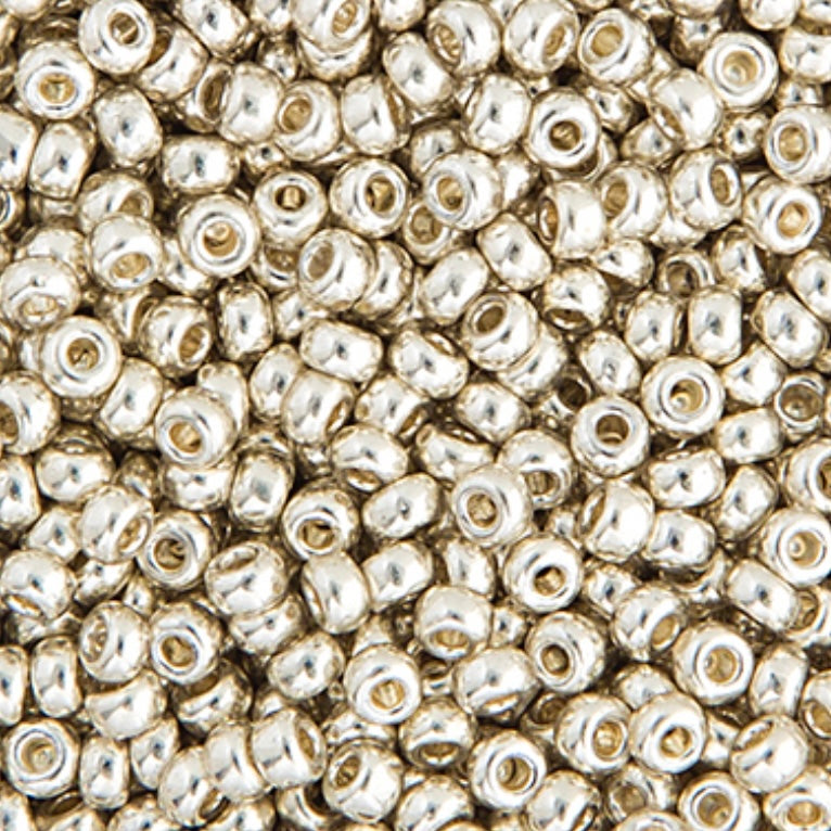 8/0 Miyuki Seed Beads Silver Galvanized, 22g Vial