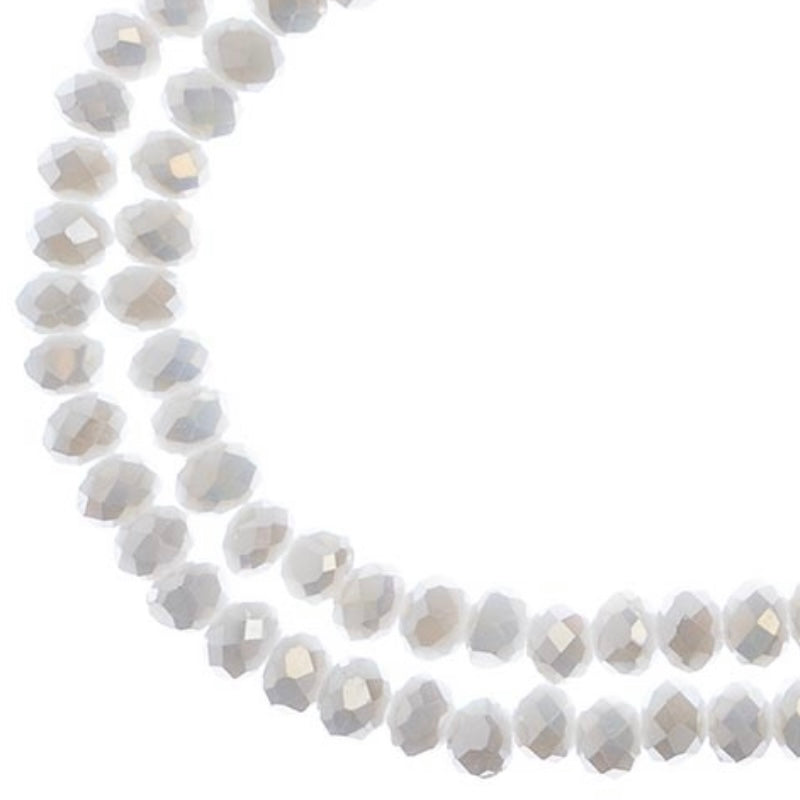 Crystal Lane Rondelle 2 Strand 7in (apx110pcs) 3x4mm Opaque White AB