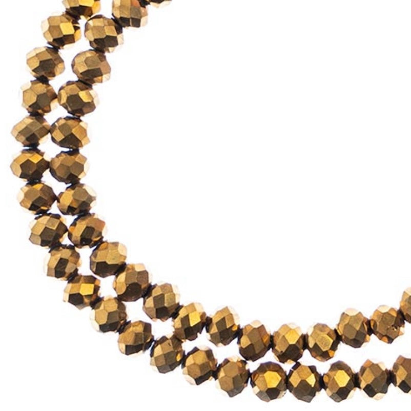 Crystal Lane Rondelle 2 Strand 7in (apx110pcs) 3x4mm Opaque Gold Iris