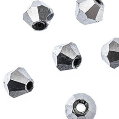 Crystal Lane Bicone 2 Strand 7in (apx96pcs) 4mm Opaque Silver Iris