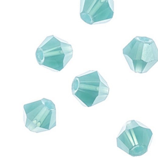 Crystal Lane Bicone 2 Strand 7in (apx96pcs) 4mm Opaque Turquoise Blue
