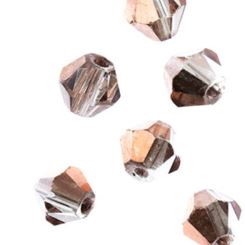 Crystal Lane Bicone 2 Strand 7in (apx96pcs) 4mm Opaque Transparent Crystal with Half Copper Iris