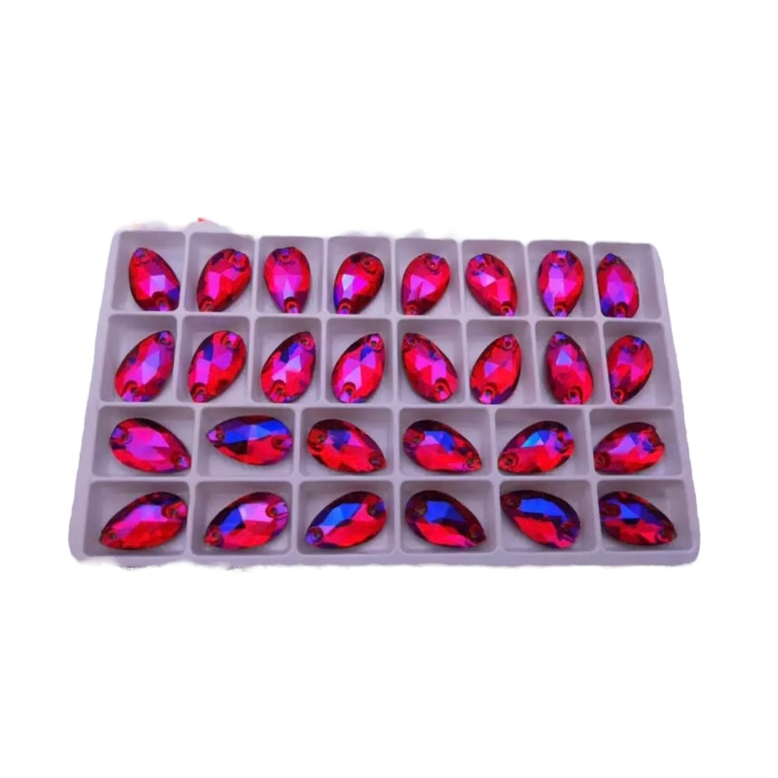 11×18mm Fancy Glass AB Tear Drop – Sew-On Crystals (Sold in Pairs)