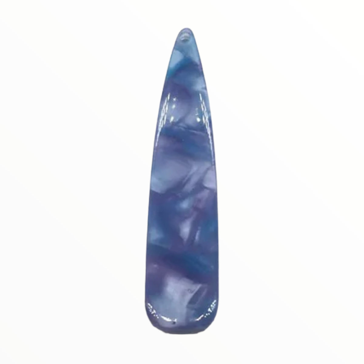 Long Teardrop Acrylic Resin Gem – Blue Purple Marble (12x55mm, Sold in Pairs)