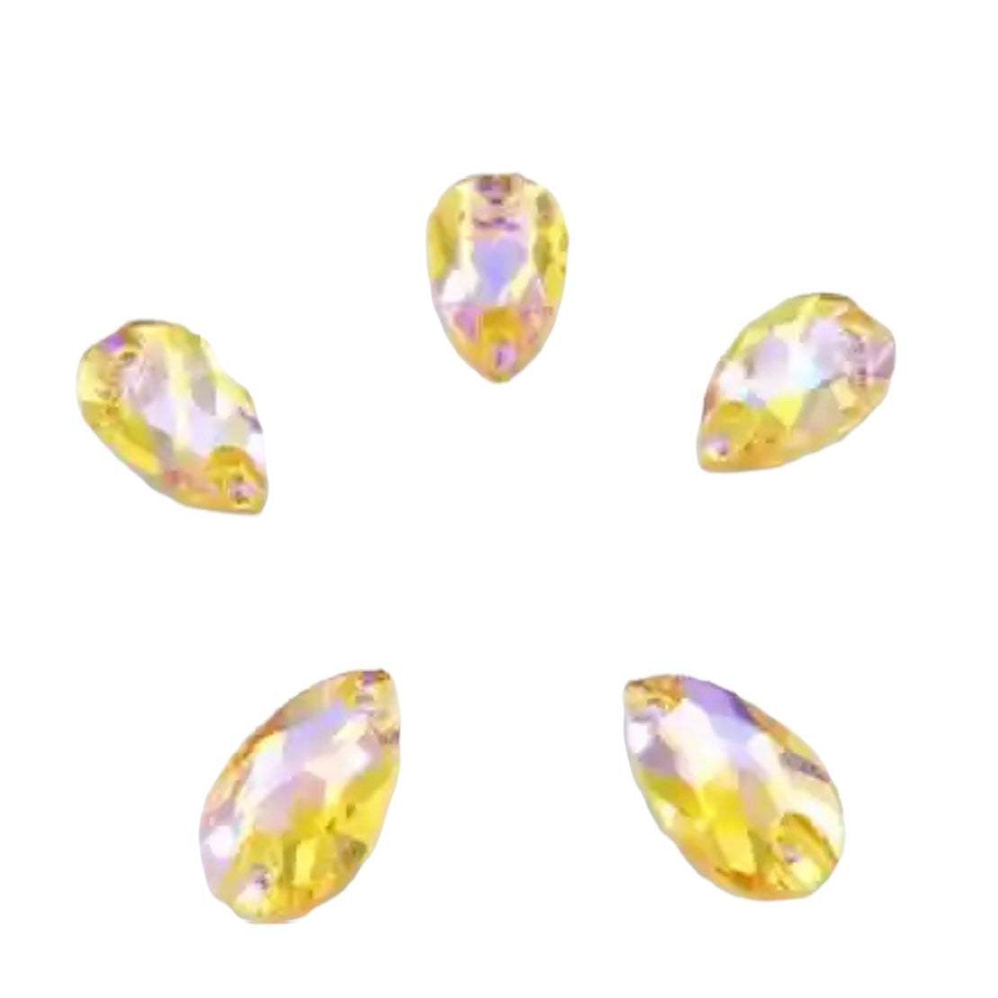 11×18mm Fancy Glass AB Tear Drop – Sew-On Crystals (Sold in Pairs)