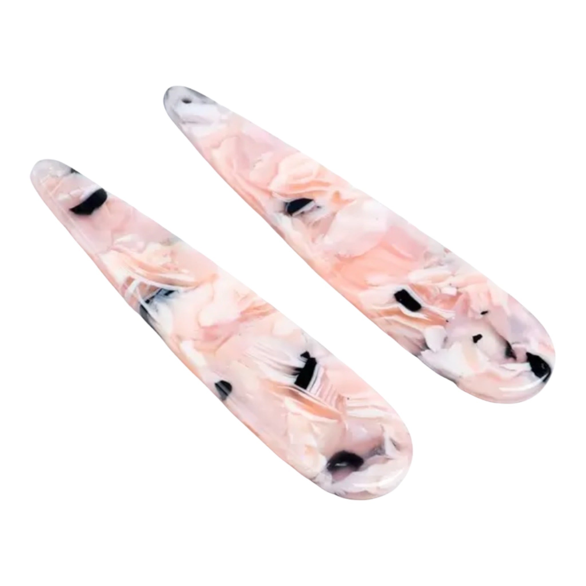 Tortoise Shell Acrylic Long Teardrop Cabochon – 13x56mm, 1-Hole Sew-On (Sold in Pairs)